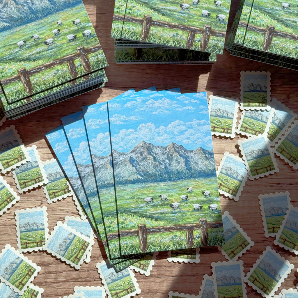 Horizon Art Print Mail – Sheep in the Grassland