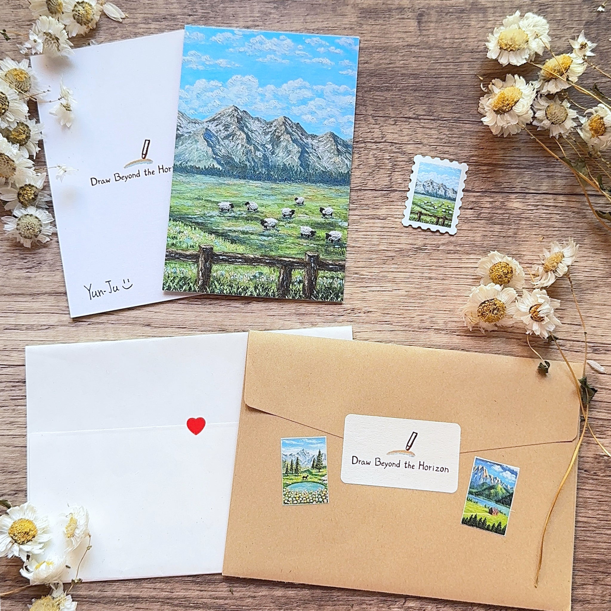 Horizon Art Print Mail – Sheep in the Grassland