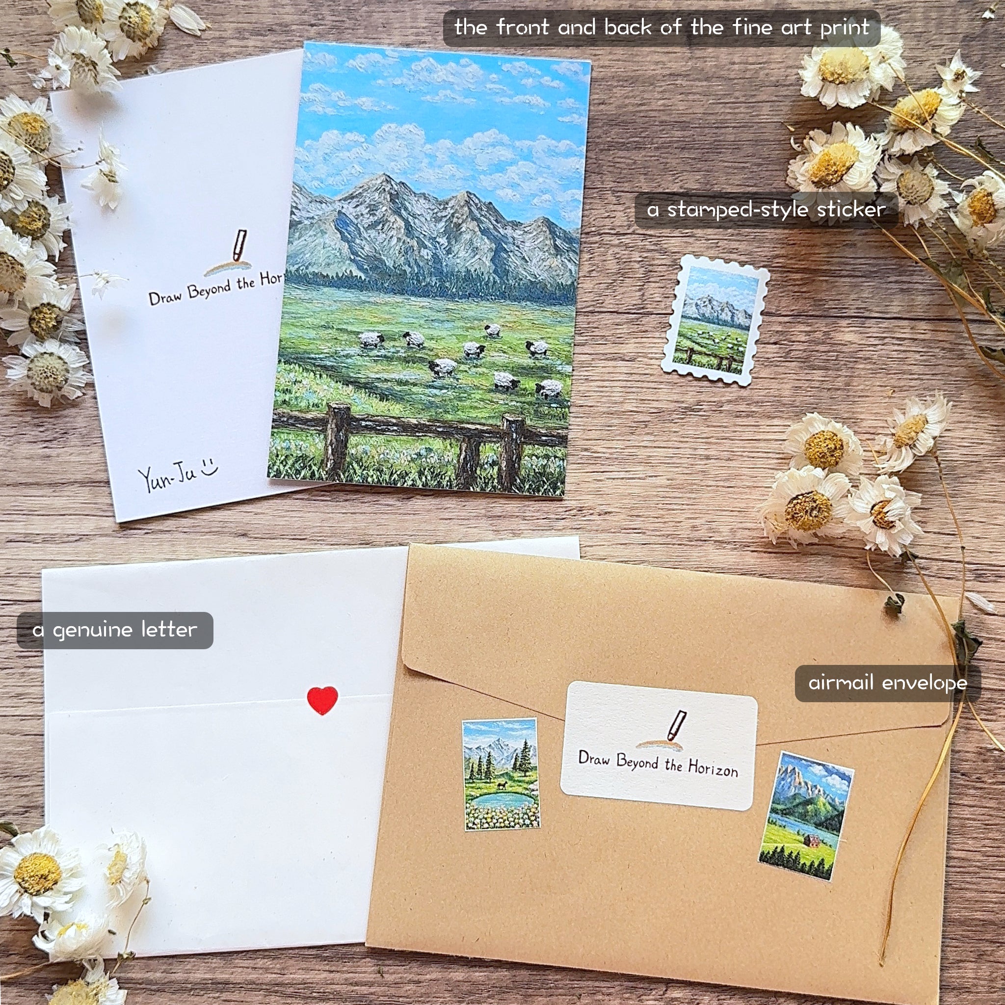 Horizon Art Print Mail – Sheep in the Grassland