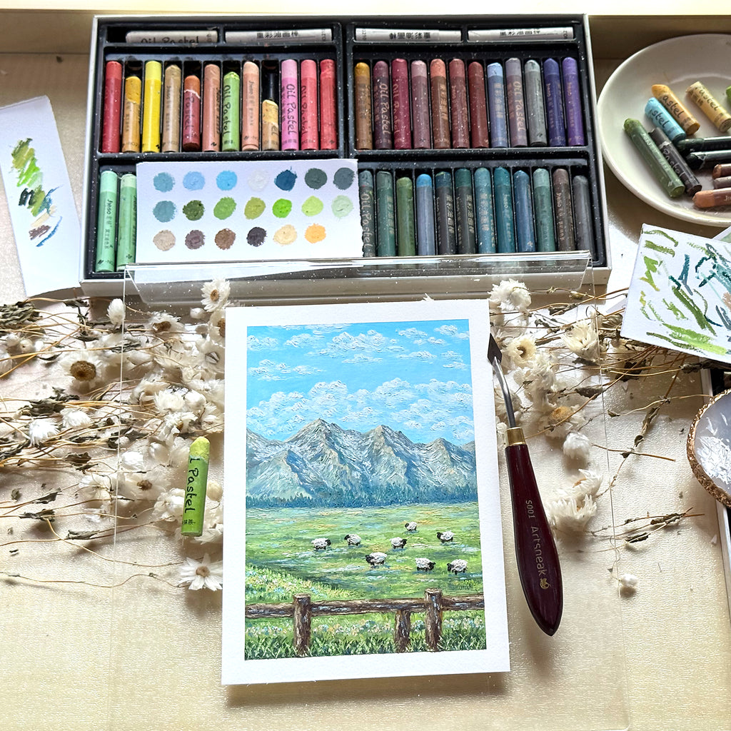 Horizon Art Print Mail – Sheep in the Grassland