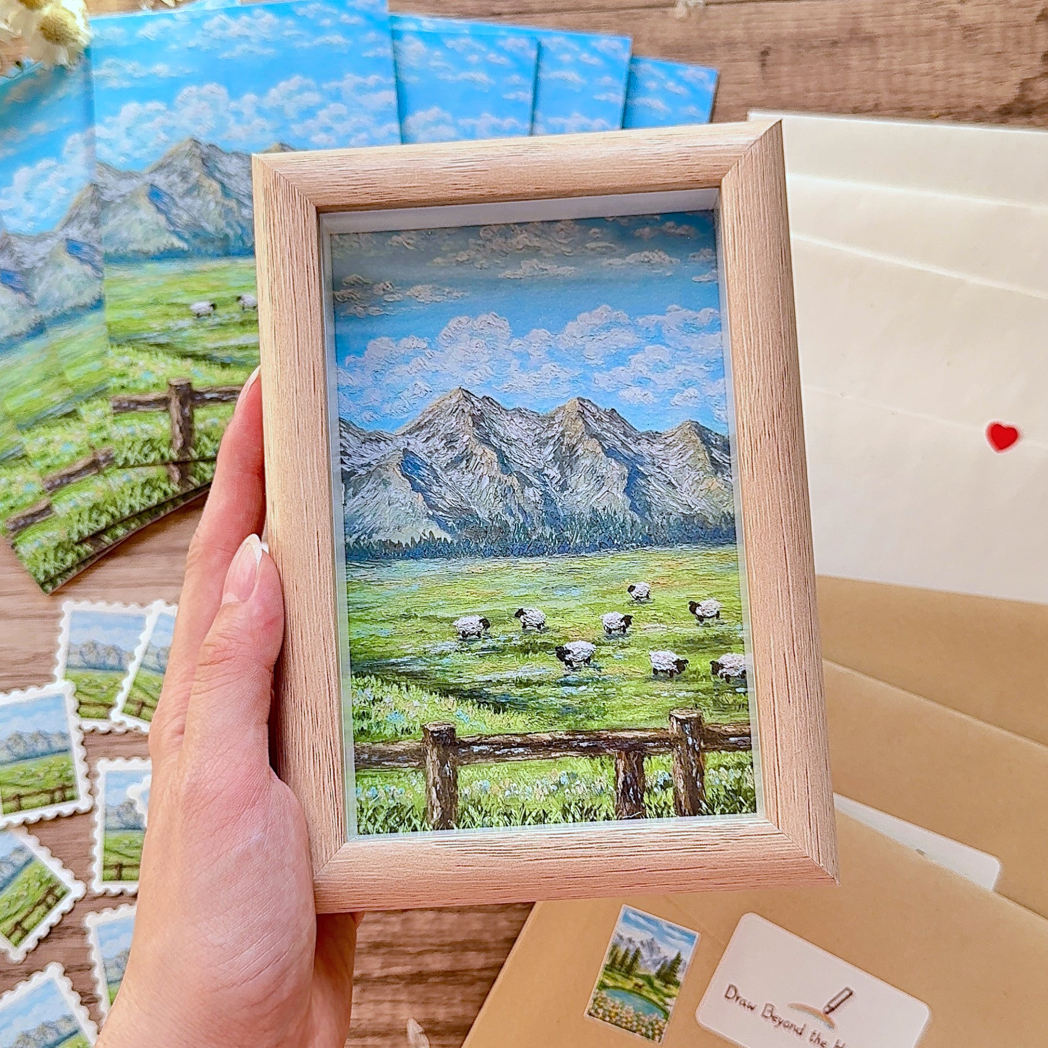 Horizon Art Print Mail – Sheep in the Grassland