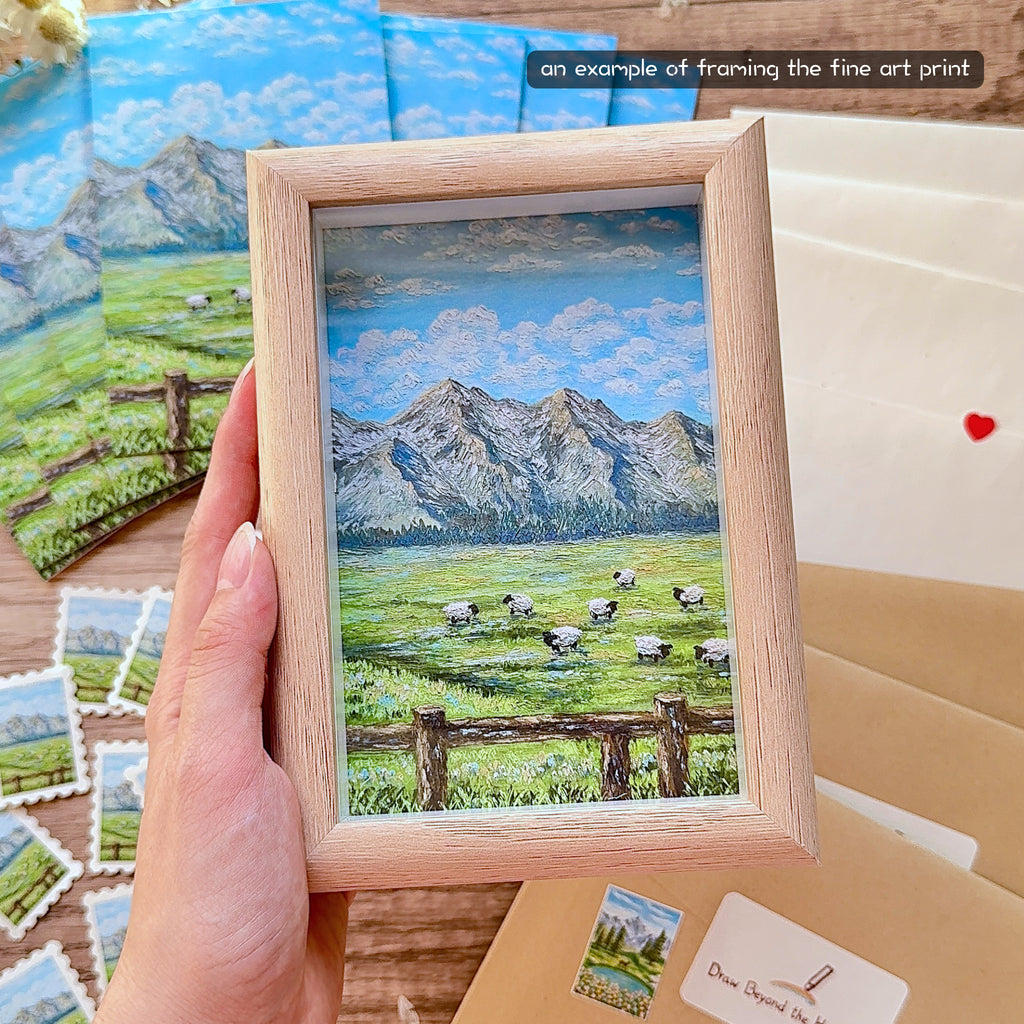 Horizon Art Print Mail – Sheep in the Grassland